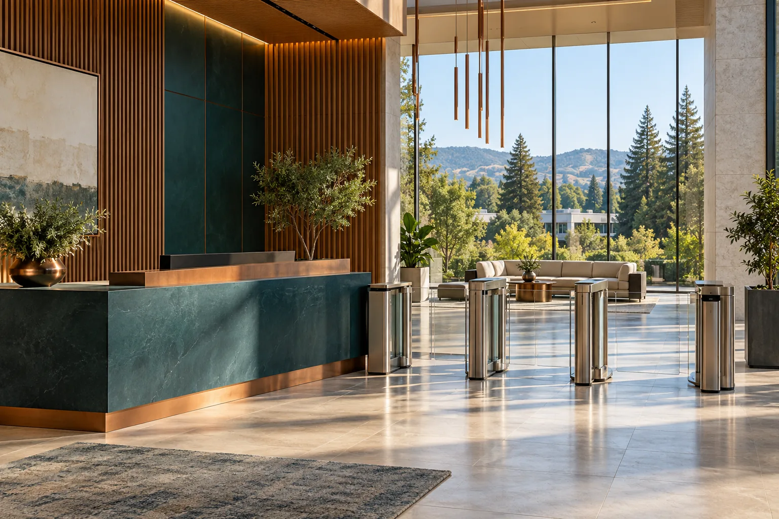 Secure commercial lobby in Palo Alto