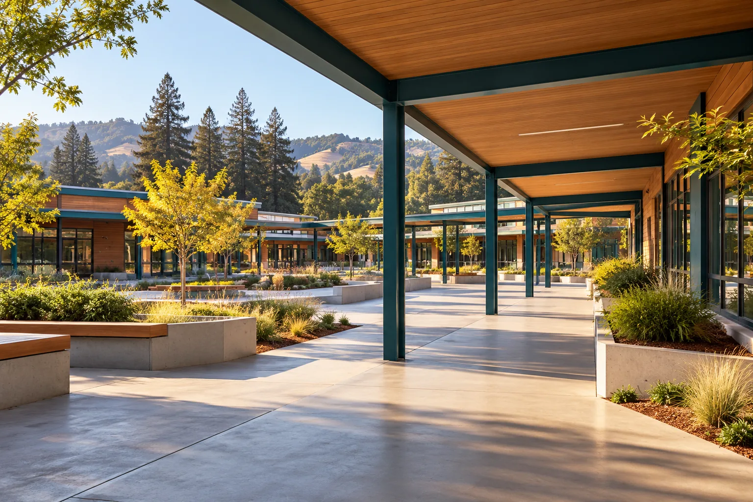 School campus entrance in Palo Alto